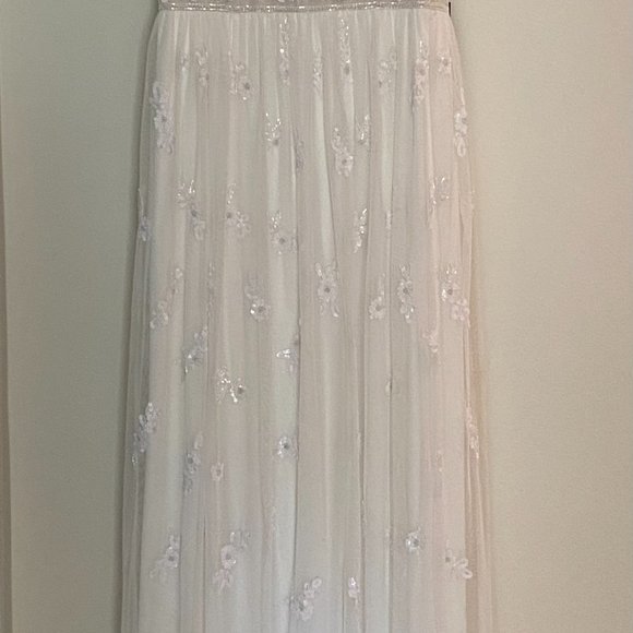 ADRIANNA PAPELL WHITE/CREAM LACE BEADED DRESS - Picture 6 of 10